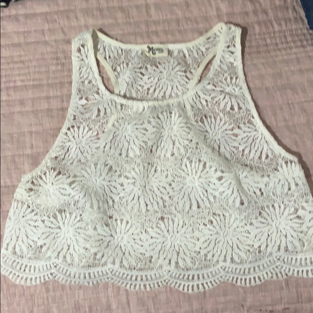 White lace crop top